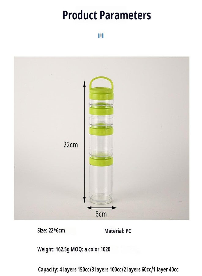 Manwetye 2PCS Stackable Snack Container and Protein Powder Shaker Cup, Portable Keychain with Twist Lock System, Leak-proof for School, Travel, Workout Fitness (Black, Green) Small size - Image 2